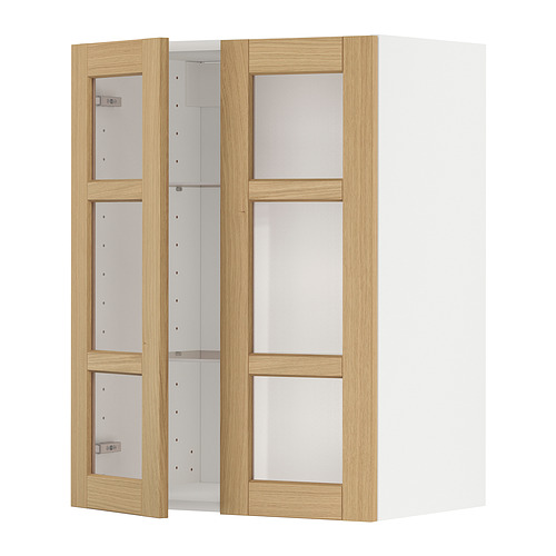 METOD wall cabinet w shelves/2 glass drs