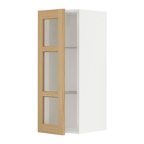 METOD wall cabinet w shelves/glass door