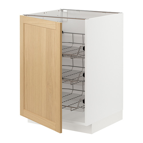 METOD base cabinet with wire baskets