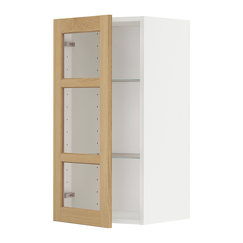 METOD wall cabinet w shelves/glass door