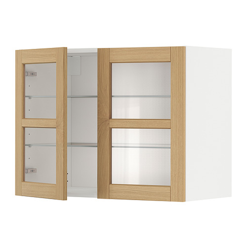 METOD wall cabinet w shelves/2 glass drs