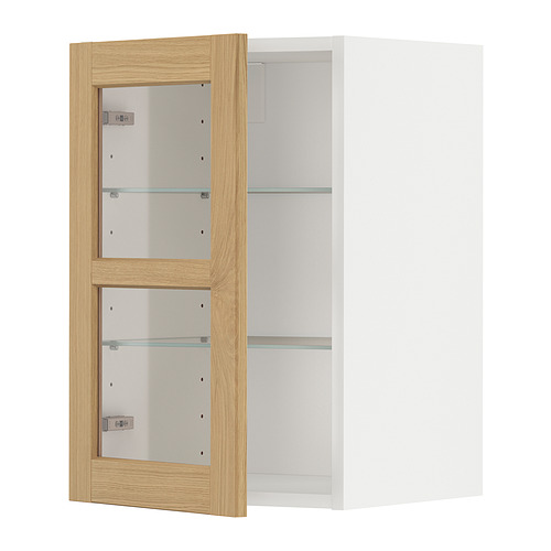 METOD wall cabinet w shelves/glass door