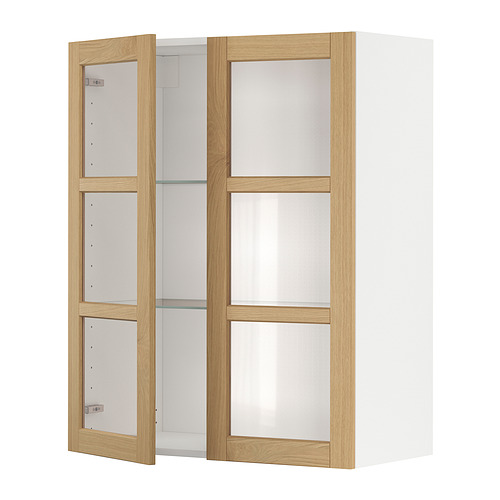 METOD wall cabinet w shelves/2 glass drs