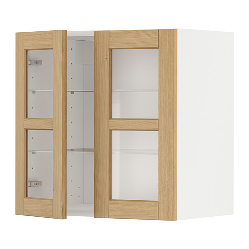 METOD wall cabinet w shelves/2 glass drs