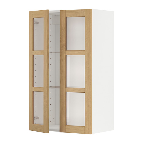 METOD wall cabinet w shelves/2 glass drs