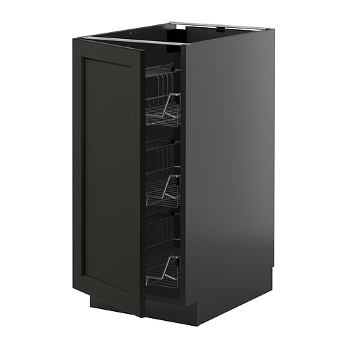 METOD base cabinet with wire baskets