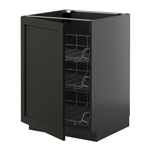 METOD base cabinet with wire baskets