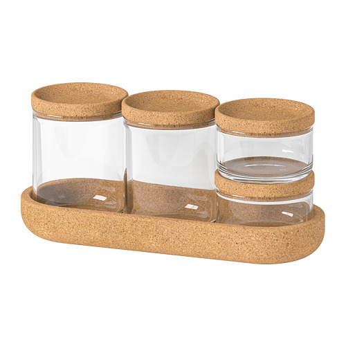 SAXBORGA, jar with lid and tray, set of 5