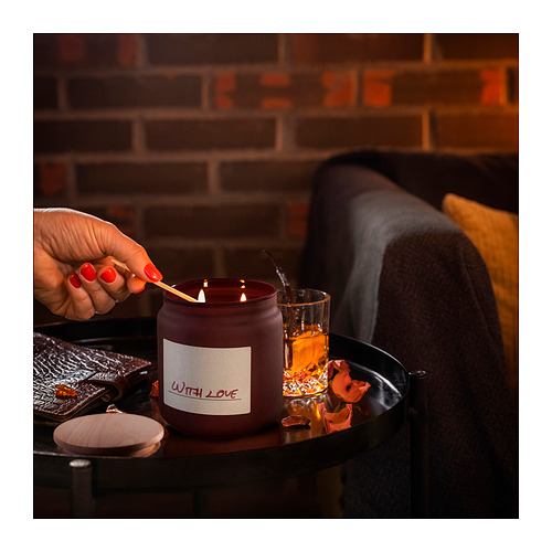 ROSENSLÅN, scented cndl in glass w lid/2 wicks
