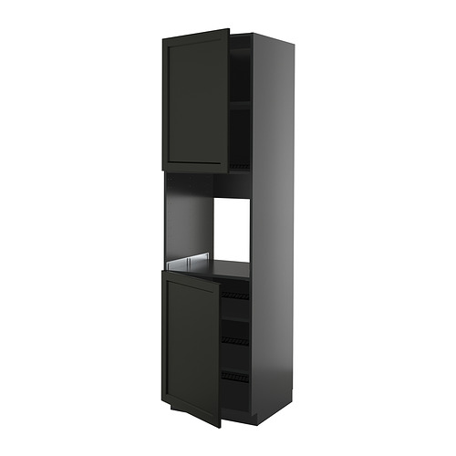 METOD, hár skápur f/ofn með 2hurðum/hillum