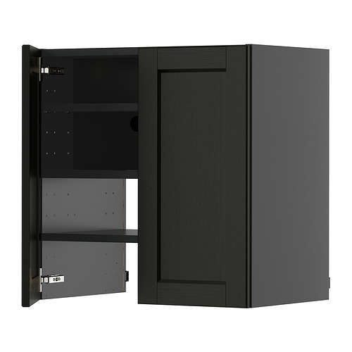 METOD, veggskápur f/viftu með hillu/hurð