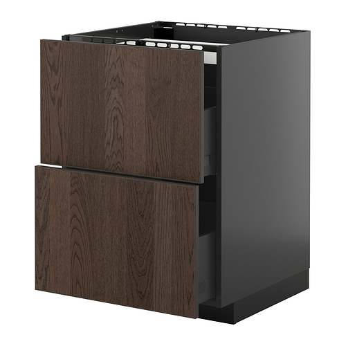 METOD/KNIVSHULT base cab f hob/2 fronts/2 drawers