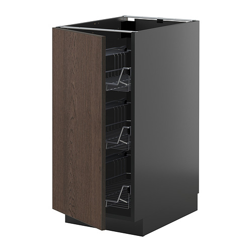 METOD base cabinet with wire baskets
