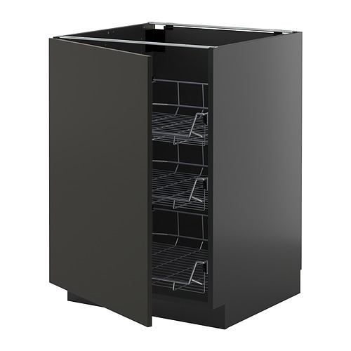 METOD base cabinet with wire baskets