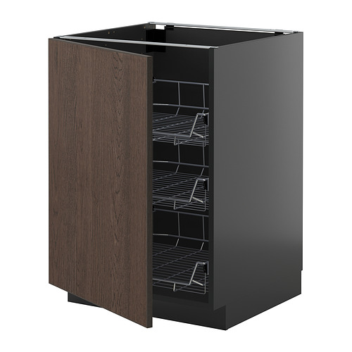 METOD base cabinet with wire baskets