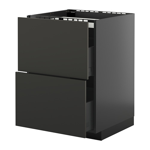 METOD/KNIVSHULT base cab f hob/2 fronts/2 drawers