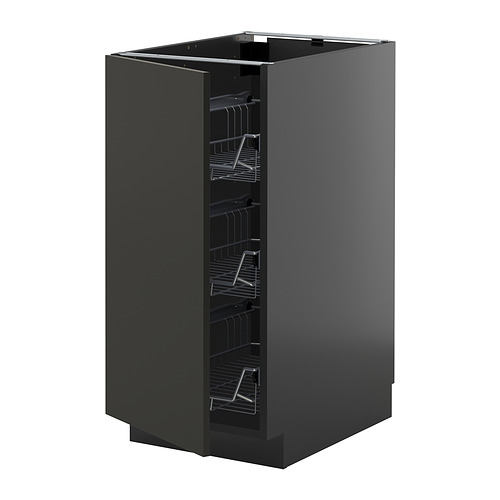 METOD base cabinet with wire baskets