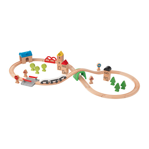 LILLABO, 45-piece train set with rail