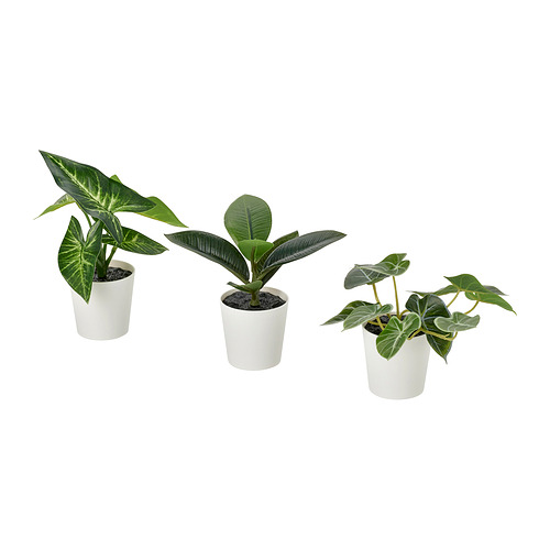 FEJKA, artificial potted plant, set of 3