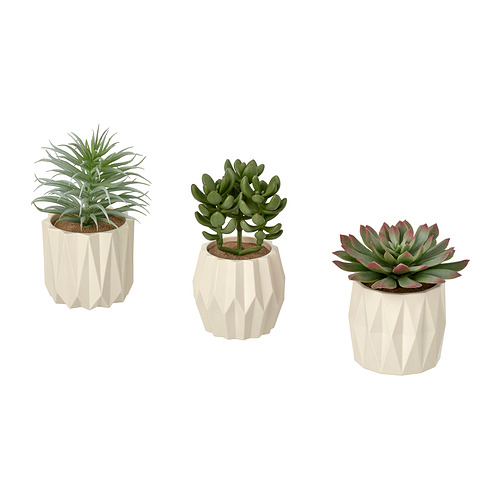 FEJKA, artificial potted plant, set of 3