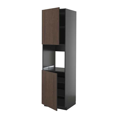 METOD, hár skápur f/ofn með 2hurðum/hillum