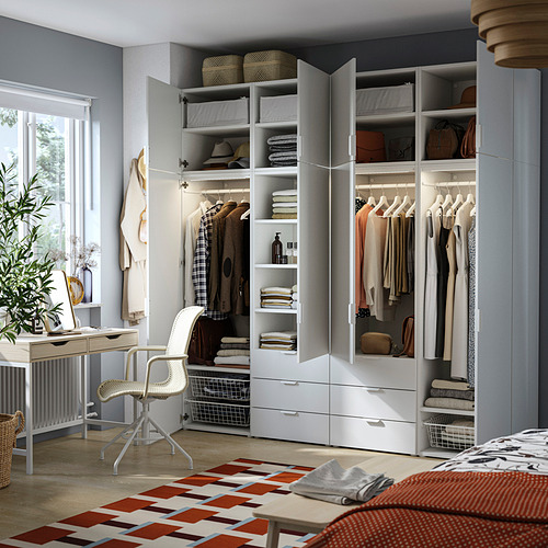 PLATSA, wardrobe with 8 doors and 6 drawers