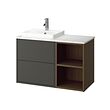 Dark grey/brown oak effect/white marble effect