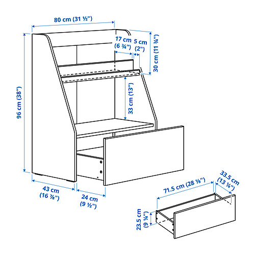 BERGIG bókaskápur með hirslu