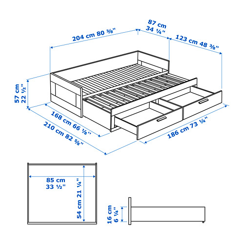 BRIMNES day-bed w 2 drawers/2 mattresses