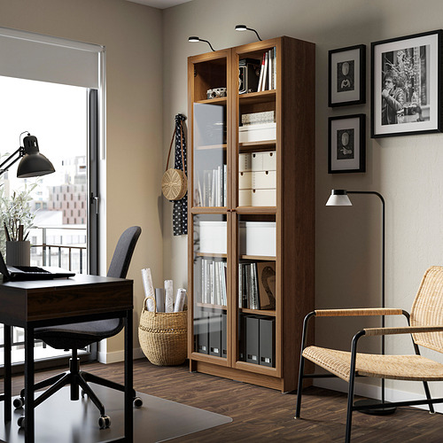 BILLY/OXBERG, bookcase with glass doors