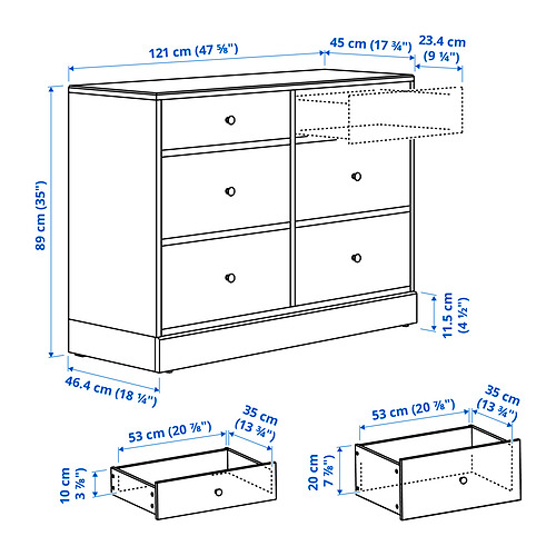HAVSTA kommóða, sex skúffur