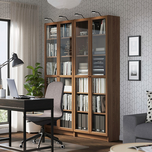 BILLY/OXBERG, bookcase combination w glass doors