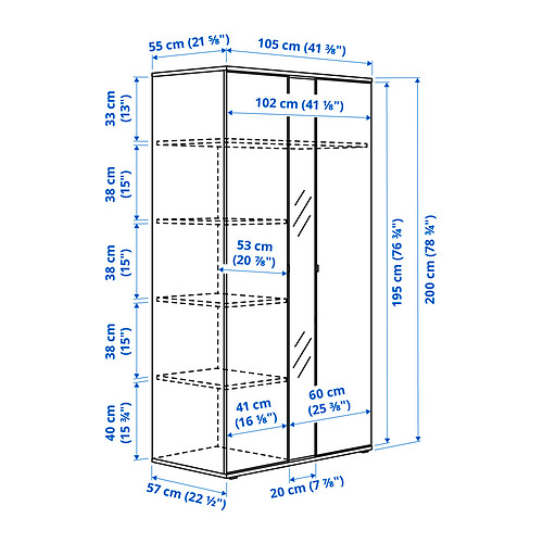 VIHALS fataskápur með tveimur hurðum