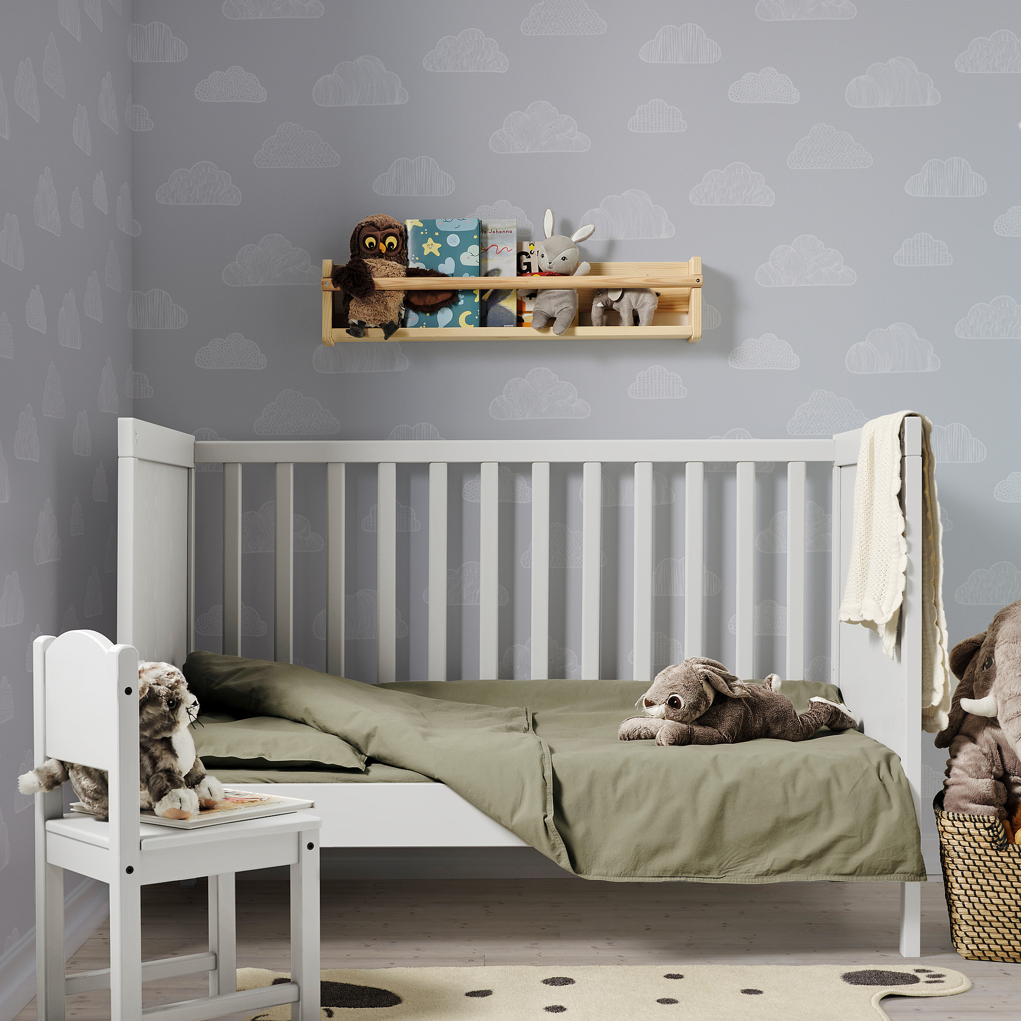 BLOMNÄSA 3-piece bedlinen set for cot
