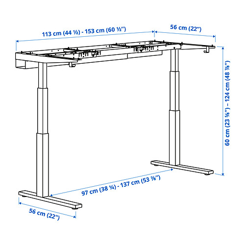 MITTZON underframe sit/stand for desk