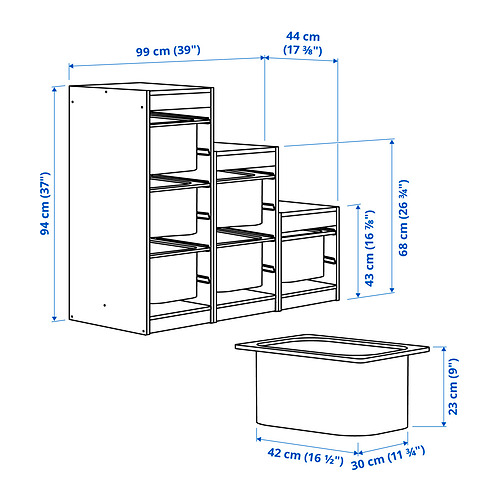 TROFAST storage combination with boxes