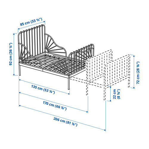 MINNEN ext bed frame with slatted bed base