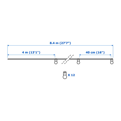 SVARTRÅ LED ljósasería, 12 ljósa
