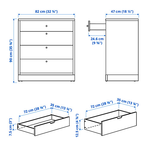 TONSTAD kommóða, fjórar skúffur