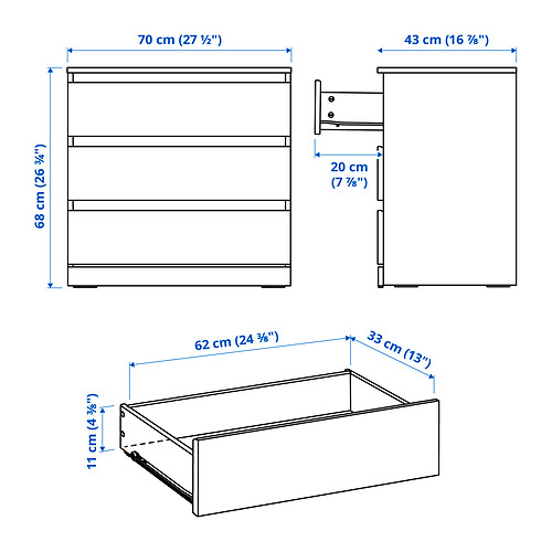 LILLBERGET chest of 3 drawers
