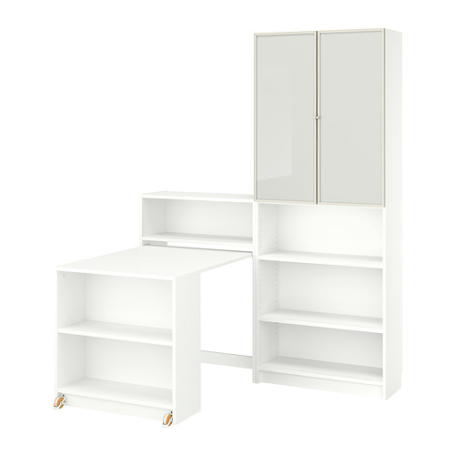 BILLY/HÖGBO, bookcase comb w foldable table