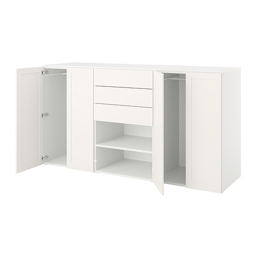 PLATSA, wardrobe with 4 doors+3 drawers