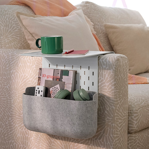 KRAMPHULT/SKÅDIS, armrest tray with storage basket