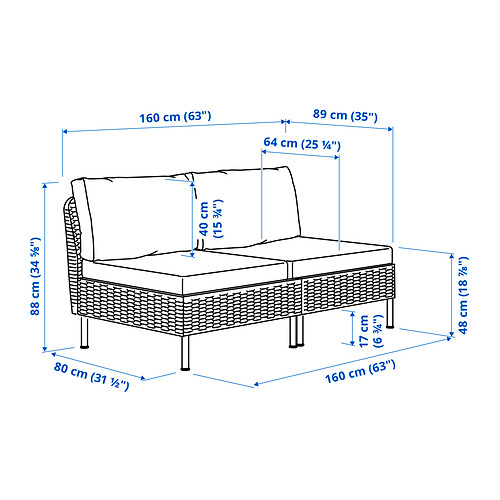VITTSKÄR 2-seat modular sofa