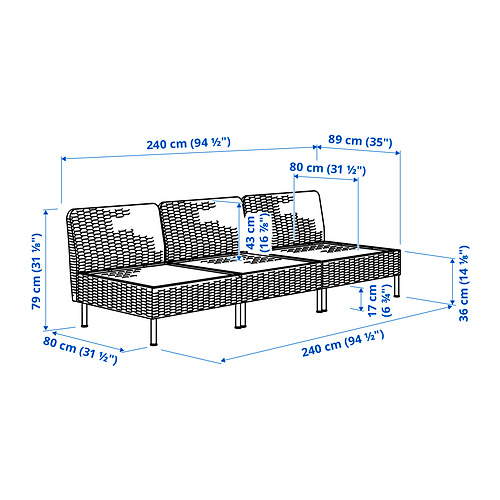VITTSKÄR, 3-seat modular sofa