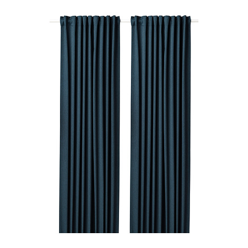 BLÅHUVA, block-out curtains, 1 pair