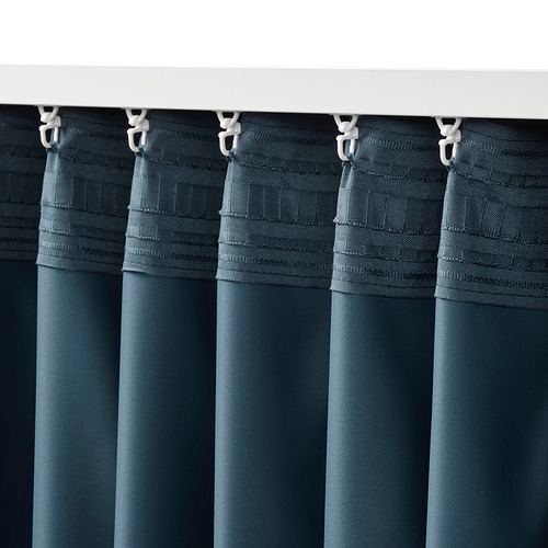BLÅHUVA, block-out curtains, 1 pair
