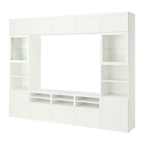 BESTÅ, sjónvarpshirsla með glerhurðum