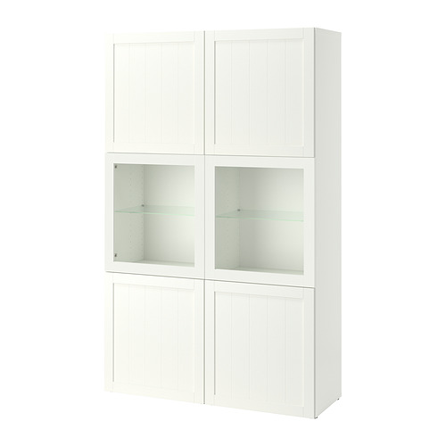 BESTÅ, hirsla með glerhurðum