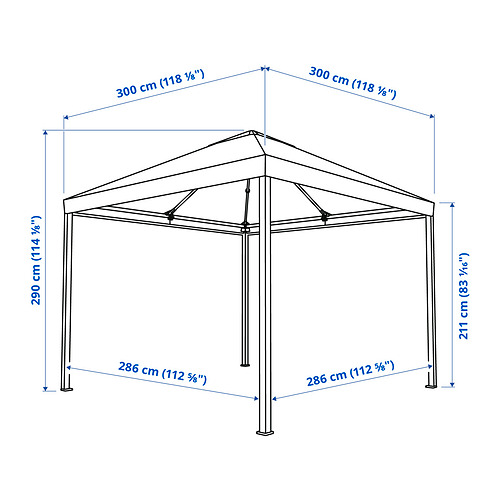 HIMMELSÖ gazebo with curtains